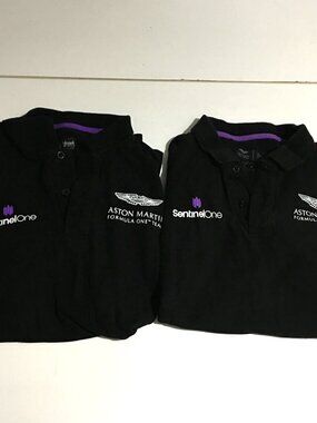 Aston Martin F1 Formula One Team Mens Medium Black Polo Shirt Lot of 2